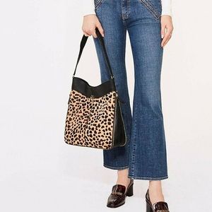 NWOT Tory Burch ivy leopard calf hair hobo bag